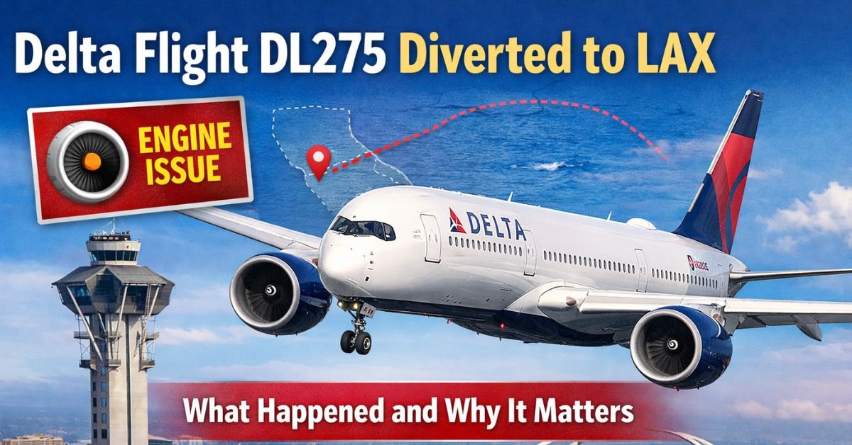delta flight dl275 diverted lax emergency diversion of delta airbus a350 landing at los angeles international airport after mid-flight issue